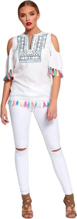 Femme Luxe Womens High Waist Skinny Jeans, Knee Ripped Jeans Sizes UK 6-14 (UK, Numeric, 14, Regular, Regular, White)