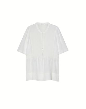 Pomandere Soft Cotton Blouse In Latte