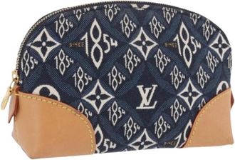 Louis Vuitton Pre-owned Cosmetic Pouch - Dames - Vintage Accessoires - Blauw - ONE Size - Leer - Vintage