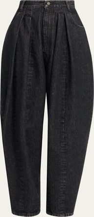 Michael Kors Courtney Pleated Cotton Denim Barrel Jeans