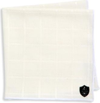 Clifton Wilson White Windowpane Linen Pocket Square at Nordstrom