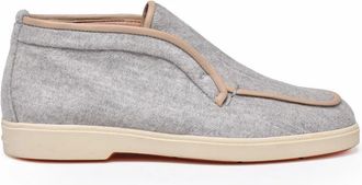 Santoni Light Grey Polyester Cloth Loafers