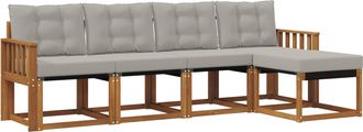 vidaXL Conjunto De Sof&aacute;s De Exterior 5 Uds. Gris Natural Y Claro Vidaxl