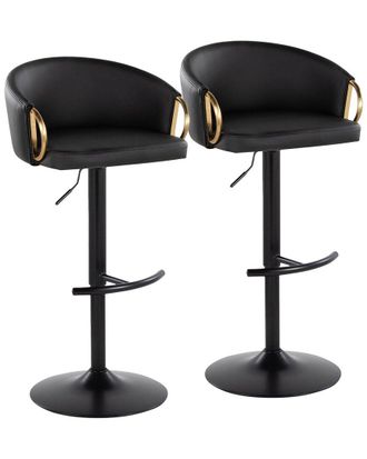 LumiSource LumiSource Set of 2 Claire Contemporary/Glam Adjustable Bar Stools with Footrest