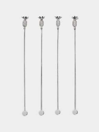 Objet Luxe Pineapple Silver-Plated Cocktail Stirrers (Set of 4)