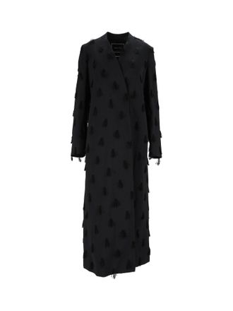 Fabiana Filippi Night Blue Collarless Textured Long Coat