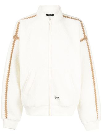 Five CM contrasting-trim faux-shearling bomber jacket - White