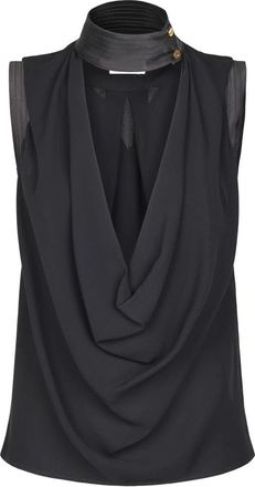 Elisabetta Franchi Cowl Neck Blouse - Dames - Tops zonder mouwen - Zwart - L - Tops