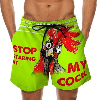 Generic Stop Staring at My Cock Shorts Funny Rooster Pattern Summer Bottom Spoof Digital Printing Shorts