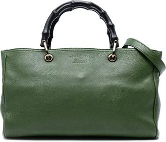 Gucci 2016-2025 Medium Calfskin Bamboo Shopper satchel - Green