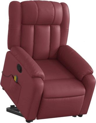 vidaXL Vidaxl - Sill&oacute;n Reclinable De Masaje De Pie Cuero Artificial Rojo Tinto