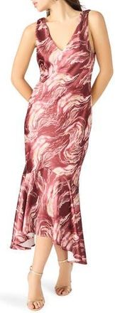 Steve Madden Cade Marbleized Print Satin High-Low Dress in Rose Quartz at Nordstrom Rack, Size 10