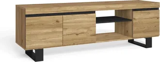 Skraut Home Skraut Home - Mueble De Tv Con Patas naturale Con Patas Roble/negro, Mediano, N&oacute;rdico, 160x40x53cm