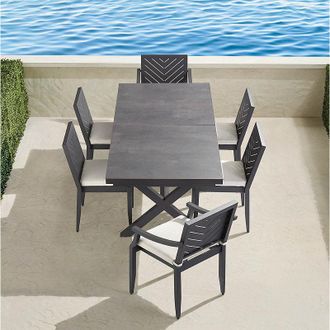 Frontgate Westport 7-pc. Rectangular Dining Set in Jet Black Aluminum - Frontgate