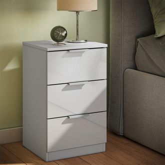 Vicco Mesilla De Noche Fino, Blanco Alto Brillo, 37.6 X 61.8 Cm Con 3 Cajones, Vicco