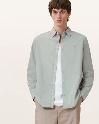 AllSaints Cotton Tahoe Garment Dyed Relaxed Fit Shirt, Size: XXL