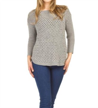 Papillon Basket Weave Shirt Hem Sweater In Grey