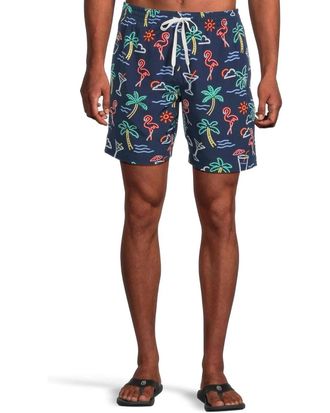Chubbies The Neon Light Swim Trunk Mens Navy Printed Swimwear DDR2999