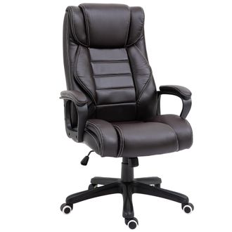 TJ Hughes Vinsetto High Back Brown Executive Office Chair 6- Point Vibration Massage Extra Padded Swivel Ergonomic Tilt Desk Seat - TJ Hughes