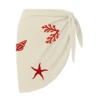 MC2 Saint Barth Beachwear, female, Beige, Size: ONE SIZE Sery Short Georgette Pareo