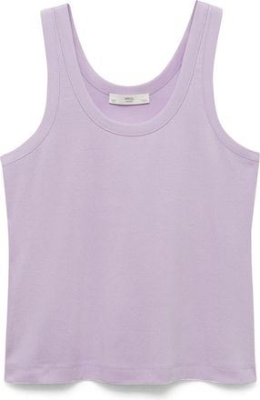 Mango Scoop Neck Cotton Tank in Lilac at Nordstrom, Size Medium