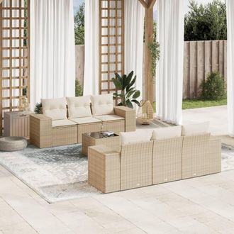 vidaXL Vidaxl - Set Sof&aacute;s De Jard&iacute;n 7 Piezas Y Cojines Rat&aacute;n Sint&eacute;tico Beige