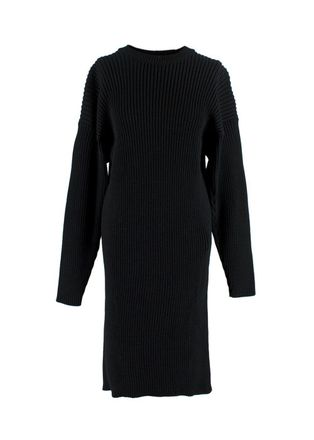 Bottega Veneta Open Back Black Ribbed Merino Wool Jumper Dress Size XS