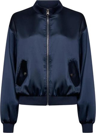 Silvian Heach Glanzende bomberjack met rits - Dames - Bomber jackets - Blauw - XS - Polyester - Jassen
