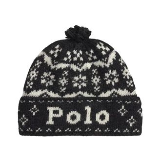 Polo Ralph Lauren Wollen muts met logo en pompon - Dames - Accessoires - Veelkleurig - Maat: ONE Size Wol