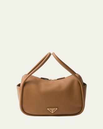 Prada Flou Zip Leather Top-Handle Bag
