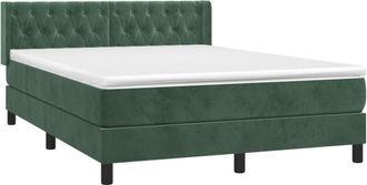 vidaXL Cama Box Spring Con Colch&oacute;n Terciopelo Verde Oscuro 140x200 Cm Vidaxl