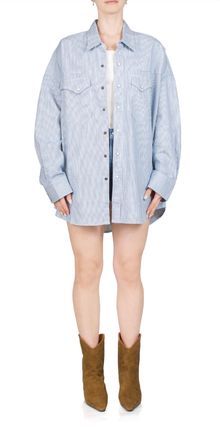 Denimist Cowboy Shirt Railroad Stripe In Blue/ecru Stripe