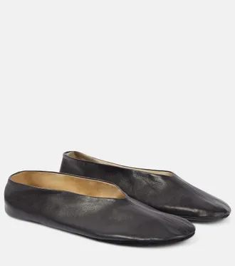 The Row Stella leather ballet flats
