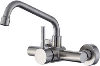 OEM Grifo Para Fregadero De Cocina Montado En La Pared, Mezclador De Cocina De Acero Inoxidable 304, Grifo De Cocina Con Ca&ntilde;o Giratorio