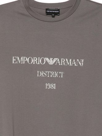 Emporio Armani Logo-Print Cotton T-shirt - Grey