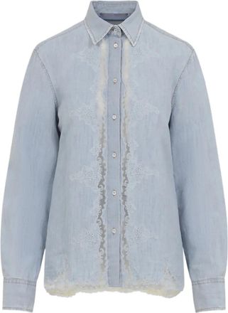 Ermanno Scervino lace-detail buttoned shirt - Blue