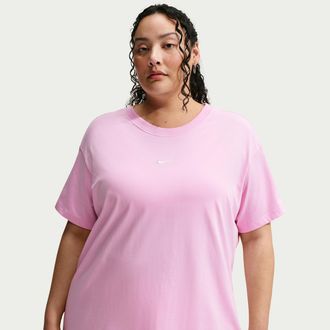 Nike Womens Nike Sportswear Classic Oversized Short-Sleeve T-Shirt (Plus Size) in Pink | IH7603-621