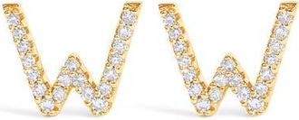 House of Brilliance 10K Gold 1/10 Cttw Diamond Initial A to Z Stud Earring in Yellow Gold | W at Nordstrom