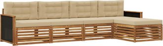 vidaXL Conjunto De Sof&aacute;s De Exterior 5 Uds. Natural Y Beige Poli&eacute;ster Vidaxl