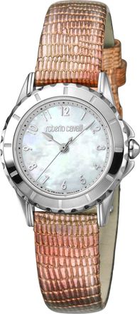 Roberto Cavalli White Mother of Pearl Dial Pink Leather Watch