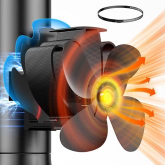 OEM Estufa De Le&ntilde;a, Ventilador De Estufa Con Imanes, Ventilador De Chimenea De 4 Aspas, Ventilador Silencioso Fijo En La Tuber&iacute;a Para Estufa De Le&ntilde;a/chime