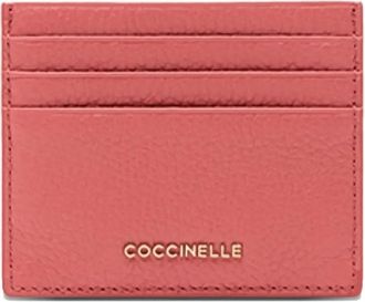 Coccinelle Metallic logo-plaque card holder - women - Calf Leather - One Size - Pink