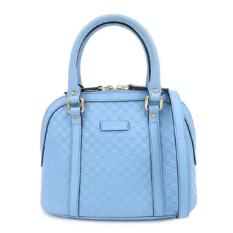 Gucci Convertible Dome Satchel Microguccissima Leather Blue Leather Handbag (Pre-Owned)