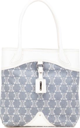 Celine Pre-owned Womens Denim Triomphe Tote Bag - Light Grey Textile - One Size