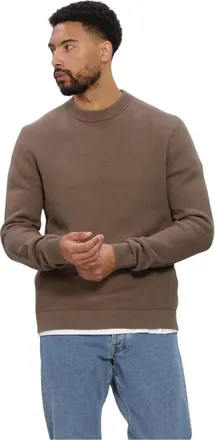 Selected Truien & Vesten, Heren, Bruin, L, Heren Truien & Vesten Slhdane Ls Knit Structure Crew Neck Noos