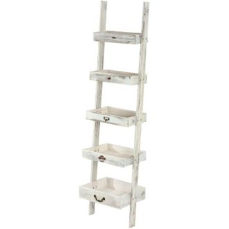 Hhg Nunca Usado] Estanter&iacute;a Estanter&iacute;a Para Plantas Estanter&iacute;a Para Flores, 169x43x32cm, Aspecto Desgastado, Vintage, Blanco