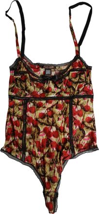Roberto Cavalli CherryPrint Lace Bodysuit Womens Underwear