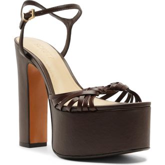 Schutz Tara Platform Ankle Strap Sandal in Chestnut Brown at Nordstrom, Size 10.5