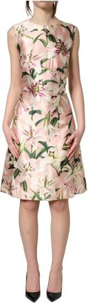 Dolce & Gabbana Lily Print Mouwloze Schede Jurk - Dames - Casual kleedjes - Veelkleurig - XS - Kleedjes
