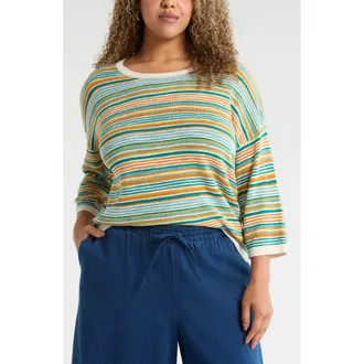 Seasalt Cornwall Knavock Stripe Cotton & Linen Sweater in Dittany Amber Multi at Nordstrom, Size 12